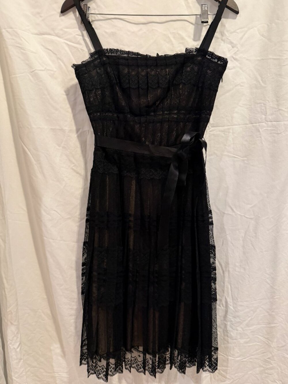 BCBGMaxAzria Lace Overlay Dress | Nude Lining | Size 4